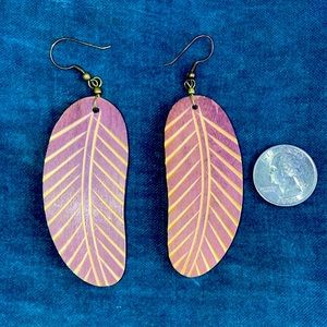 Wood feather earrings